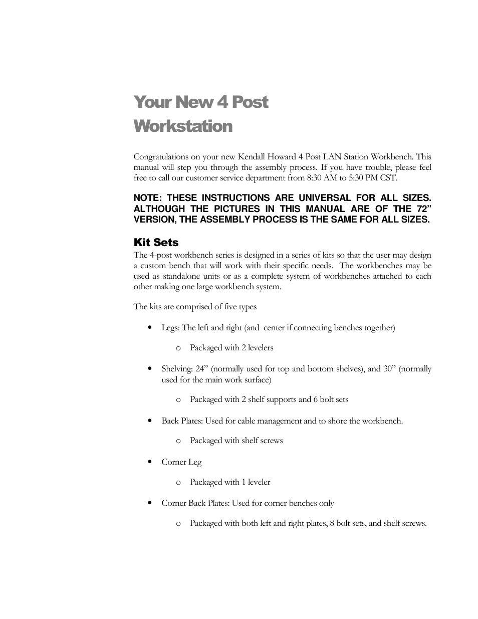 Kendall Howard 7100-1-100-xx Performance Plus Heavy Duty LAN Station User Manual | Page 2 / 13