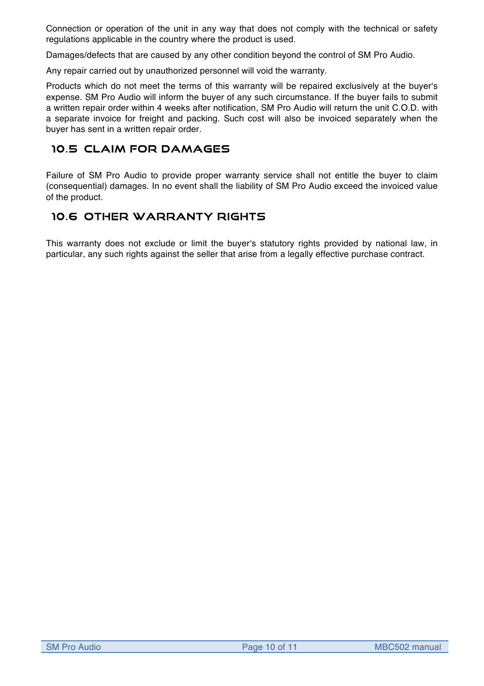 SM Pro Audio MBC502: System 500 Multi Band Optical Compressor User Manual | Page 10 / 11