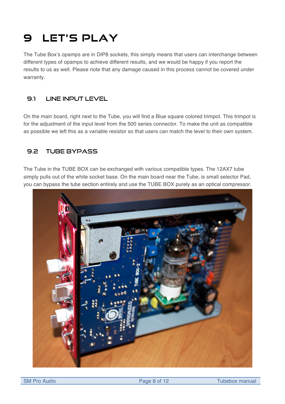 9 let’s play | SM Pro Audio Tubebox: System 500 compatible preamp Module User Manual | Page 8 / 12