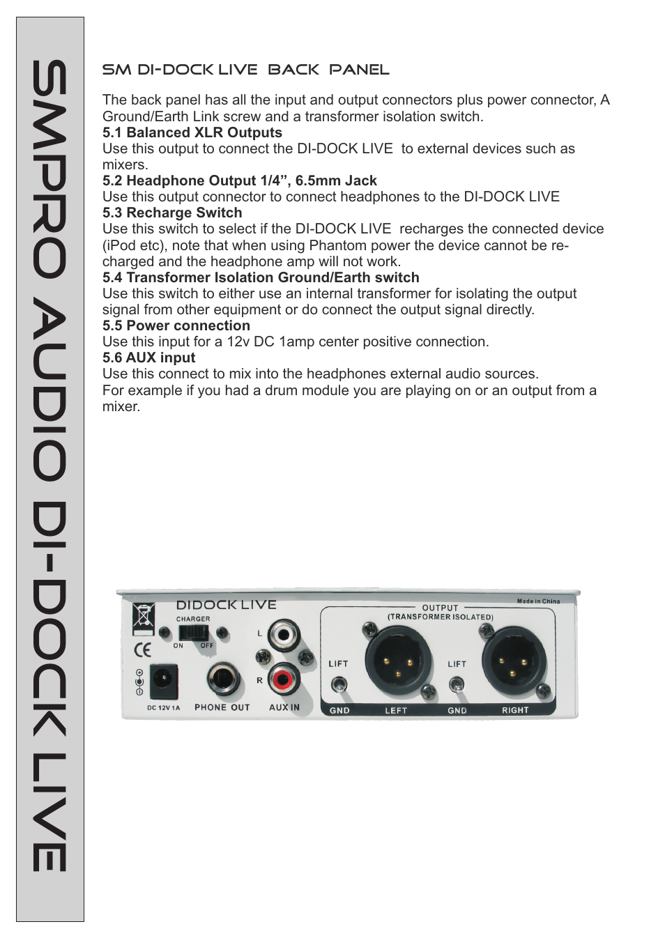SM Pro Audio DIDock Live: DI Box for Apple iPod/iPhone and other MP3-Players with Mix Function User Manual | Page 6 / 8