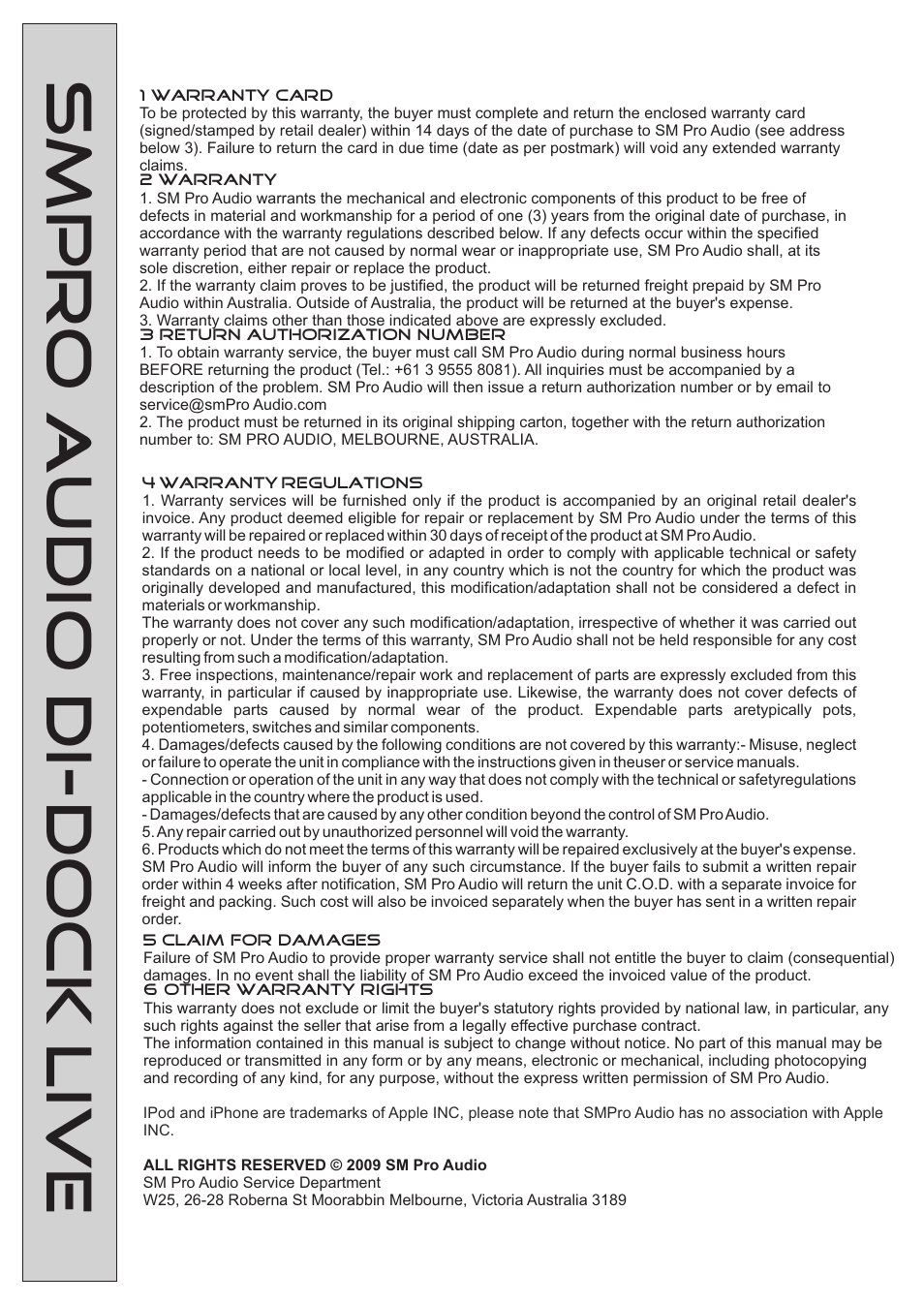 SM Pro Audio DIDock Live: DI Box for Apple iPod/iPhone and other MP3-Players with Mix Function User Manual | Page 8 / 8