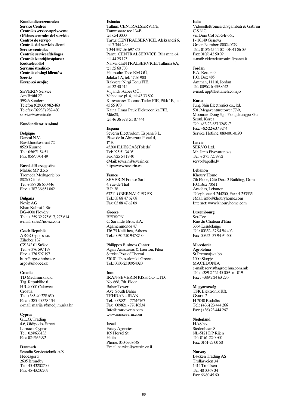 SEVERIN KS 9886 User Manual | Page 86 / 88