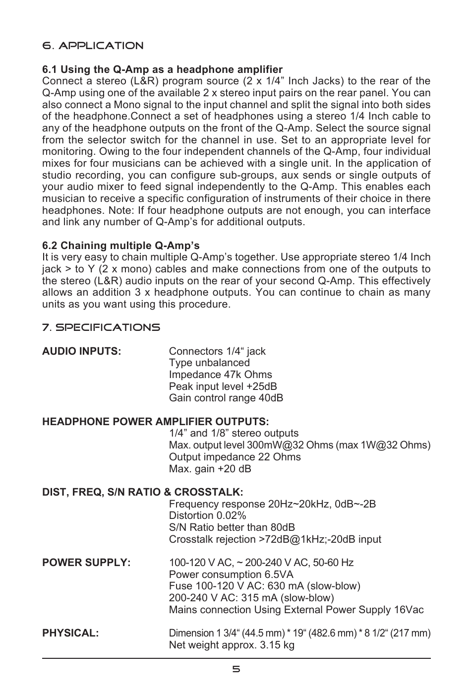 SM Pro Audio Q-Pre: 4 channel microphone preamp User Manual | Page 5 / 12