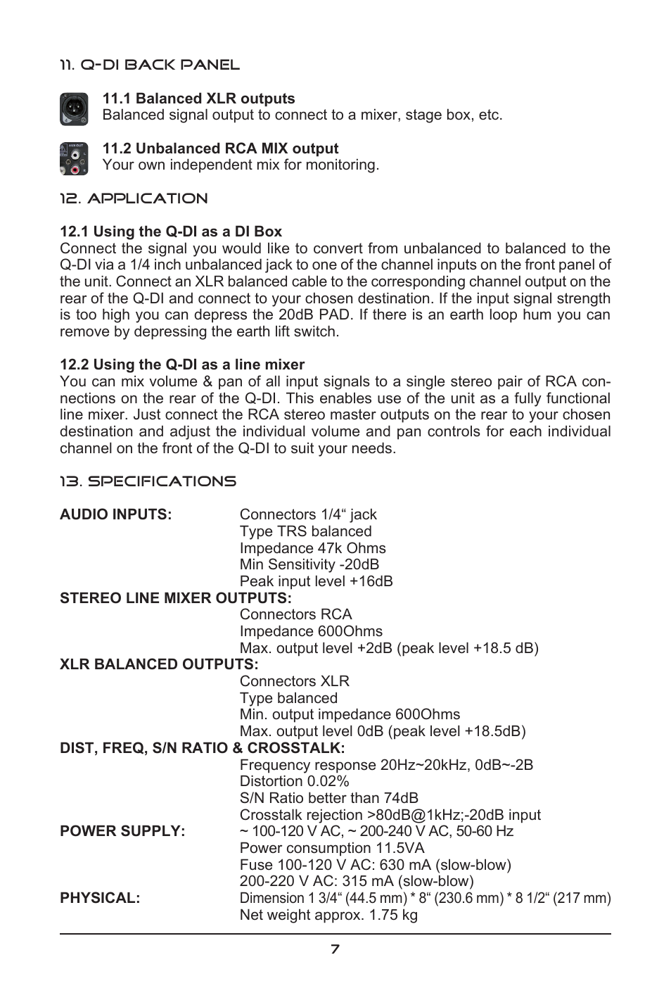 SM Pro Audio Q-Pre: 4 channel microphone preamp User Manual | Page 7 / 12