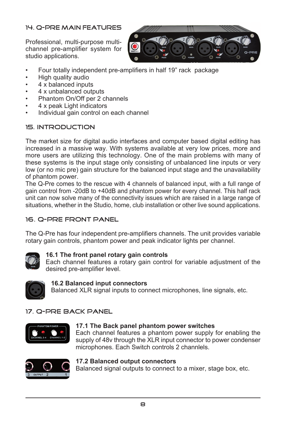 SM Pro Audio Q-Pre: 4 channel microphone preamp User Manual | Page 8 / 12