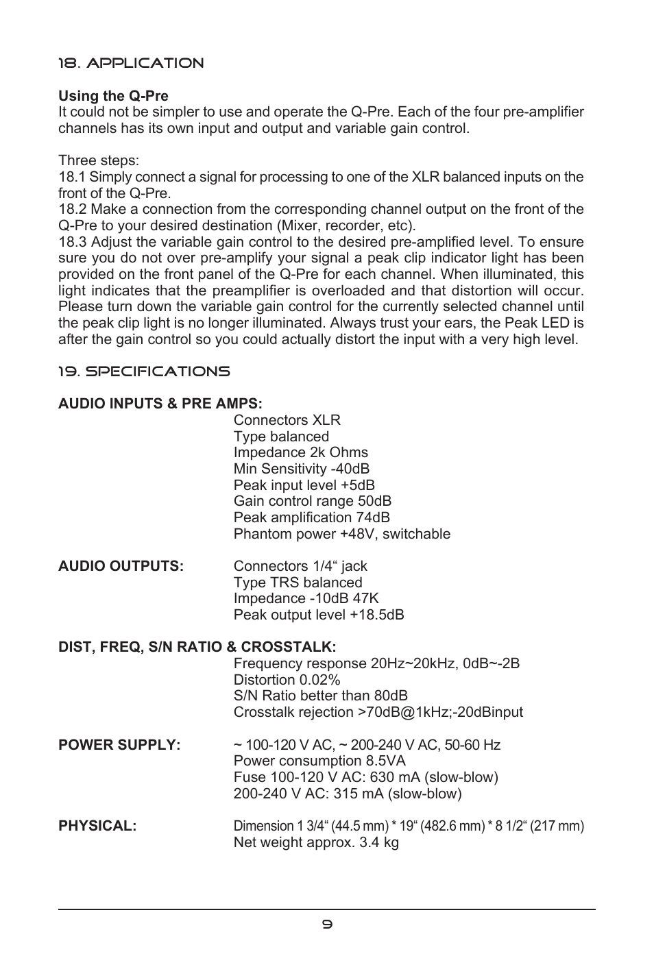 SM Pro Audio Q-Pre: 4 channel microphone preamp User Manual | Page 9 / 12