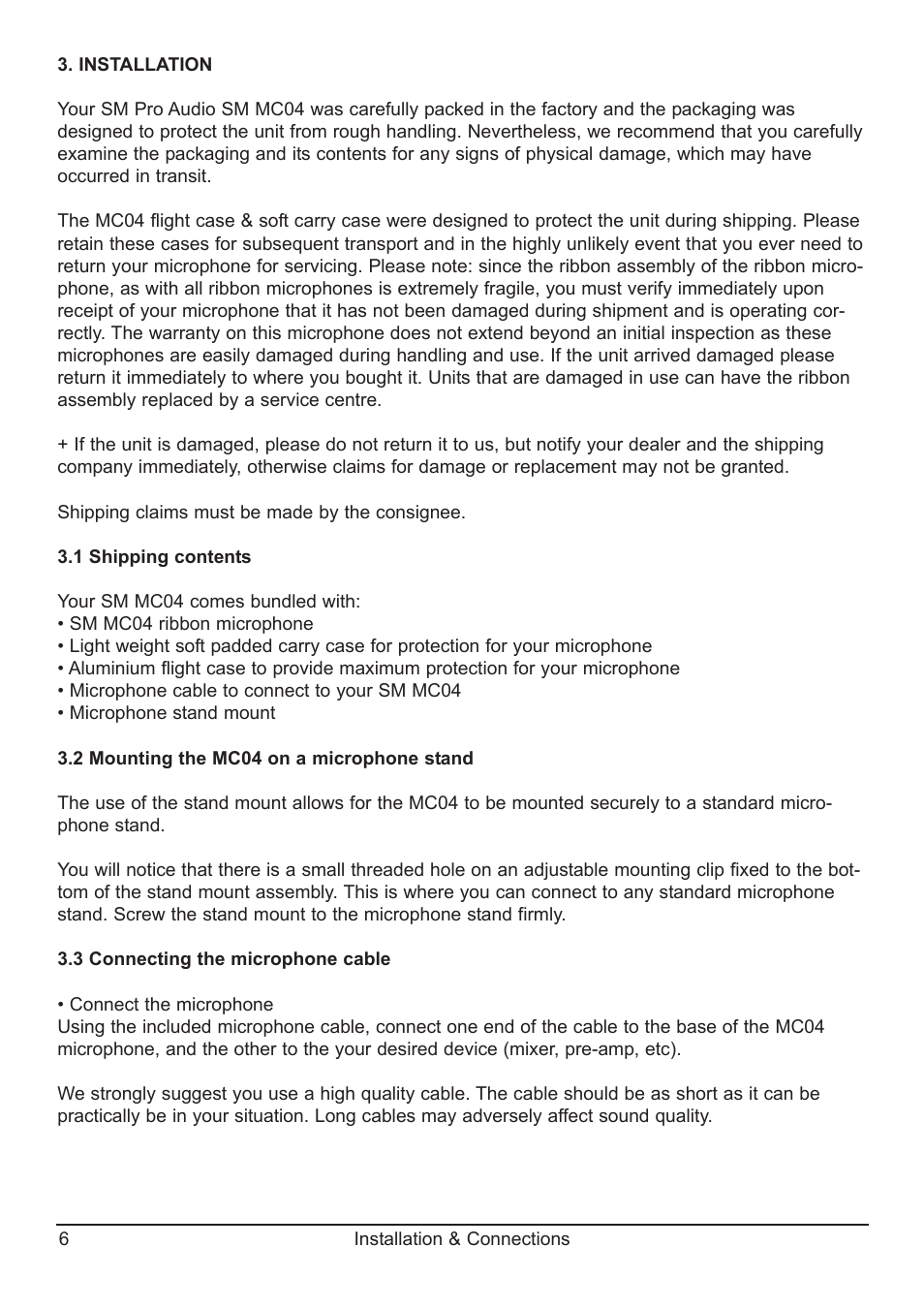 SM Pro Audio MC04: Ribbon Microphone User Manual | Page 6 / 12
