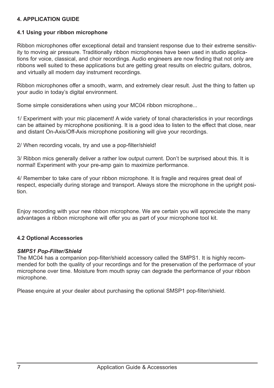 SM Pro Audio MC04: Ribbon Microphone User Manual | Page 7 / 12