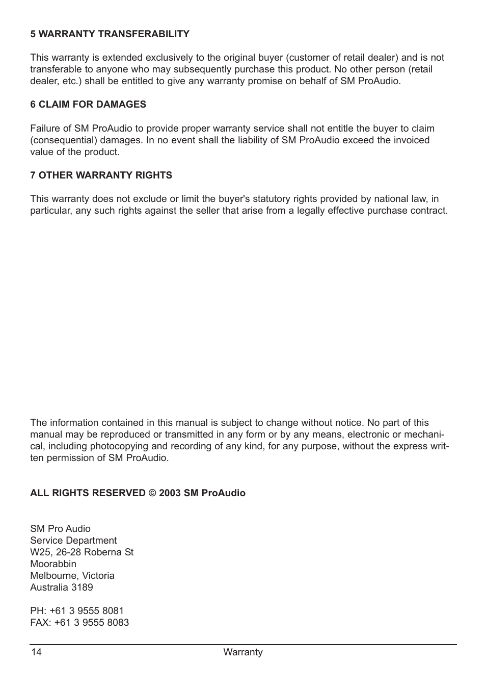 SM Pro Audio MC03: Valve Microphone User Manual | Page 14 / 14