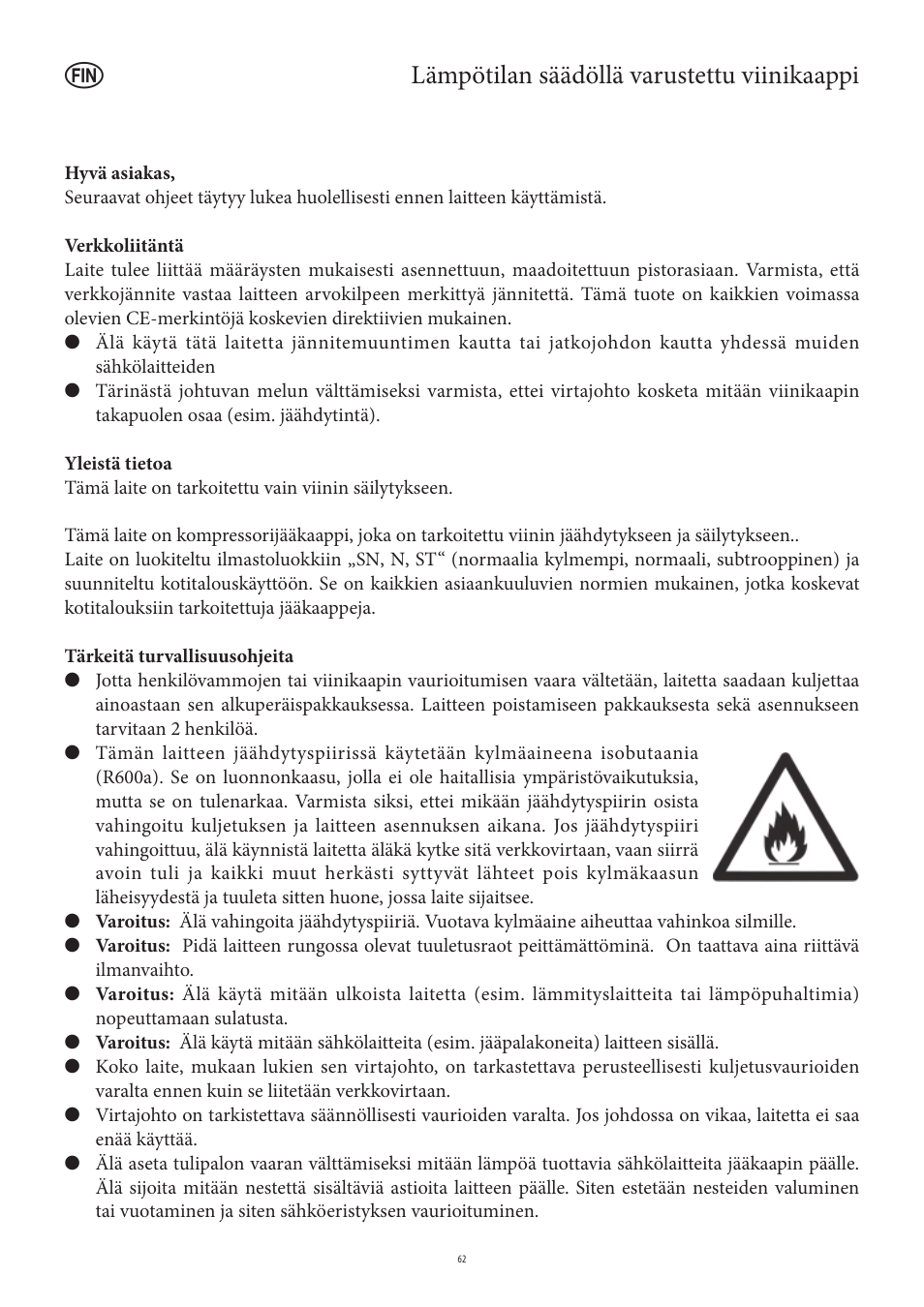 Lämpötilan säädöllä varustettu viinikaappi | SEVERIN KS 9888 User Manual | Page 62 / 96