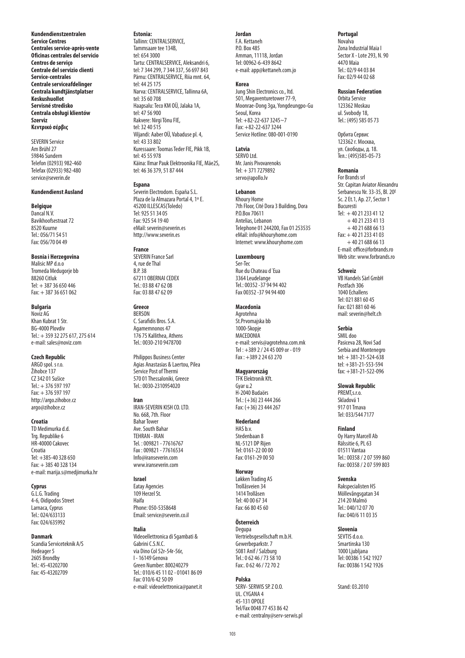 SEVERIN KS 9807 User Manual | Page 103 / 104