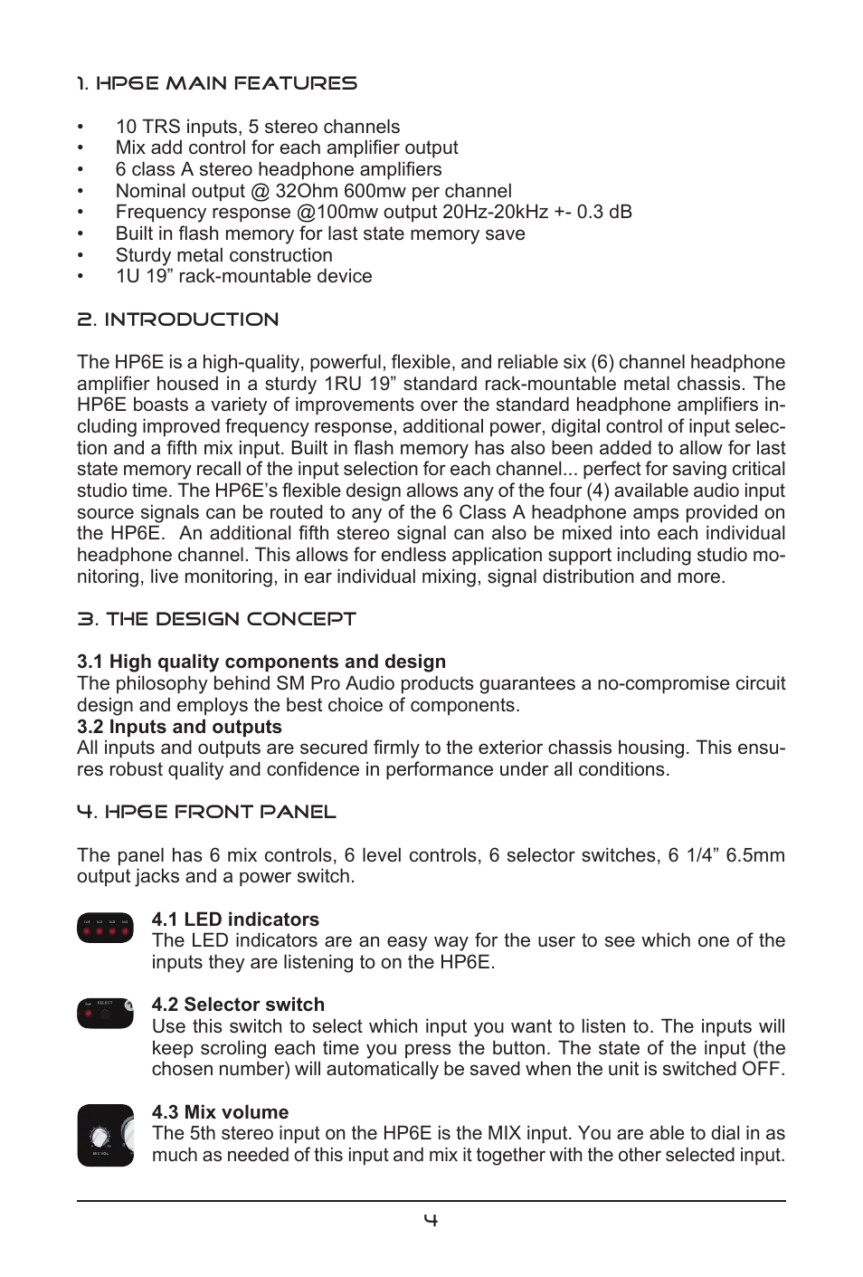 SM Pro Audio HP6E: 6 channel headphone amplifier User Manual | Page 4 / 8