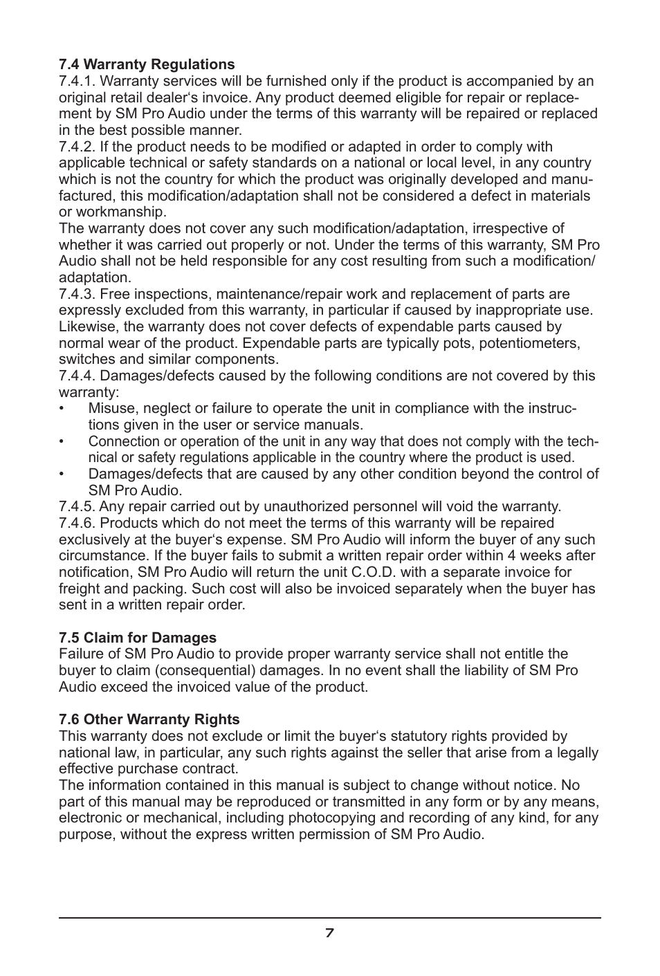 SM Pro Audio HP6E: 6 channel headphone amplifier User Manual | Page 7 / 8