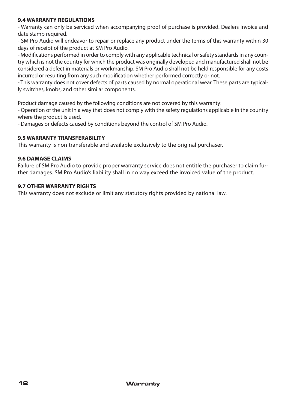 SM Pro Audio IN5E: USB Audio Interface and Stand alone Mixer User Manual | Page 12 / 12