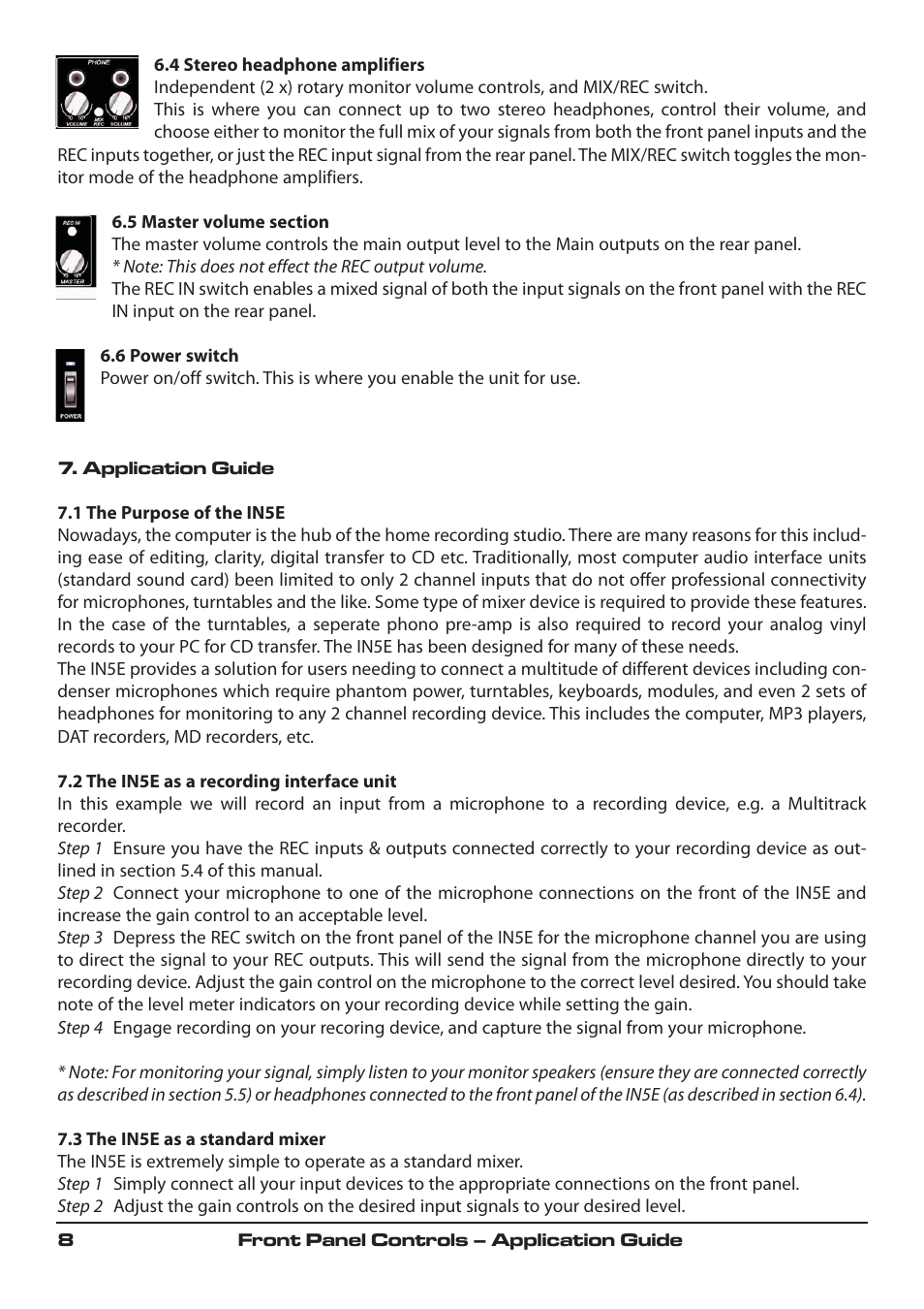 SM Pro Audio IN5E: USB Audio Interface and Stand alone Mixer User Manual | Page 8 / 12