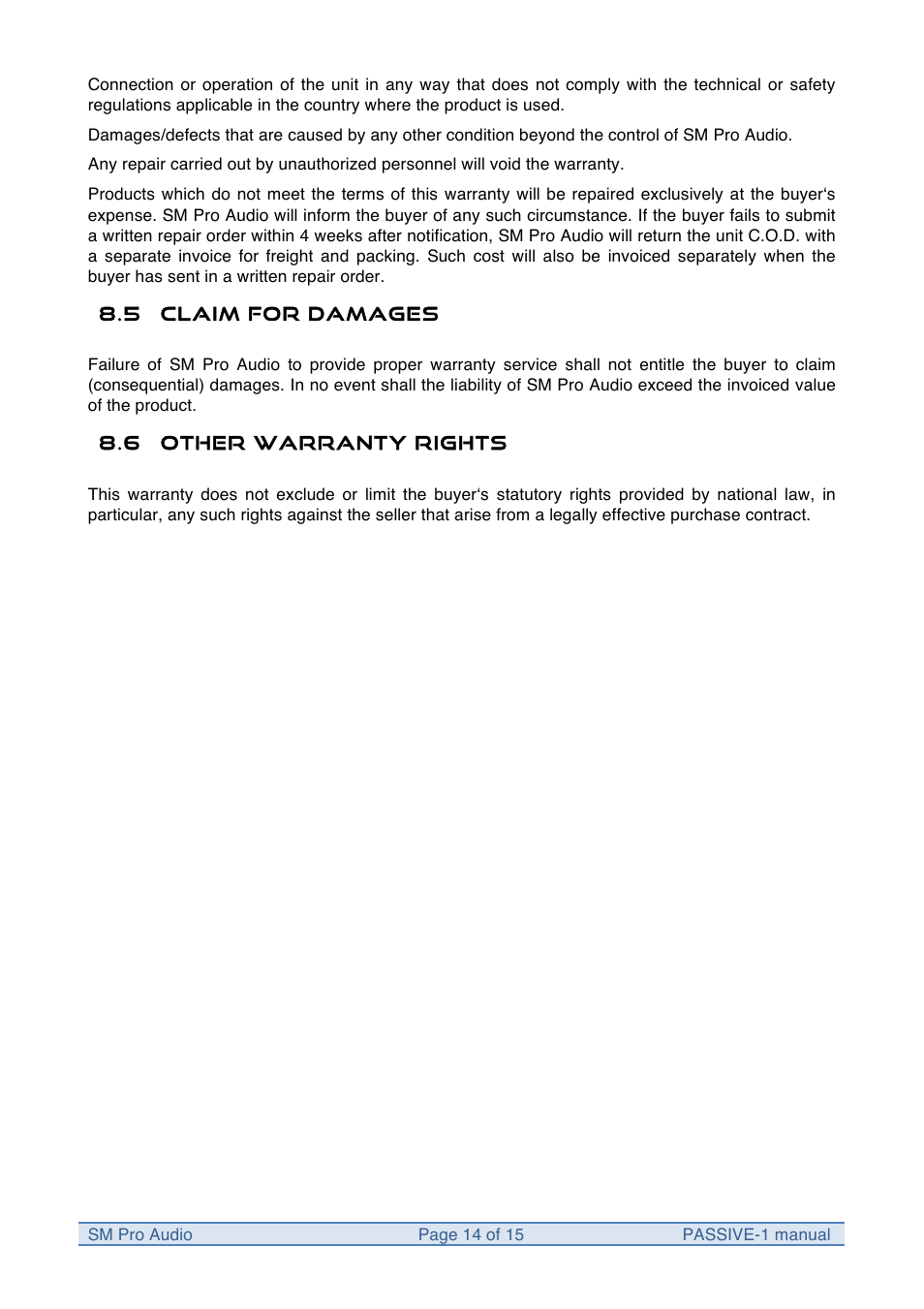 SM Pro Audio M-Patch Passive-1: Precision Monitor Control Plus Studio Talkback and USB Audio I/O User Manual | Page 14 / 15