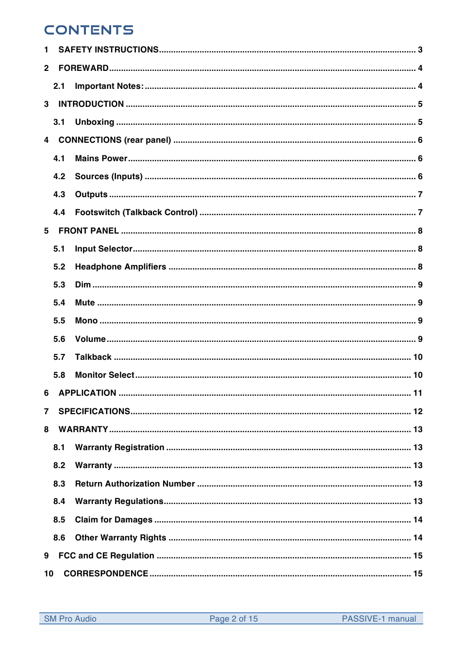 SM Pro Audio M-Patch Passive-1: Precision Monitor Control Plus Studio Talkback and USB Audio I/O User Manual | Page 2 / 15