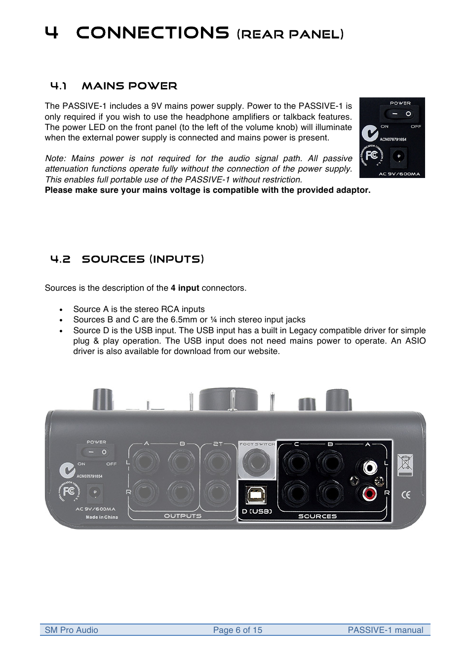4 connections | SM Pro Audio M-Patch Passive-1: Precision Monitor Control Plus Studio Talkback and USB Audio I/O User Manual | Page 6 / 15