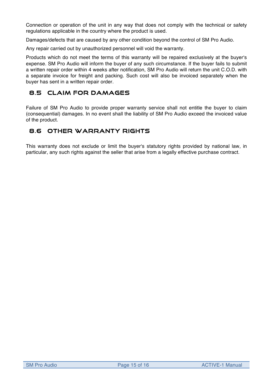SM Pro Audio M-Patch Active-1: Precision Monitor Control Plus Studio Talkback and USB Audio I/O User Manual | Page 15 / 16