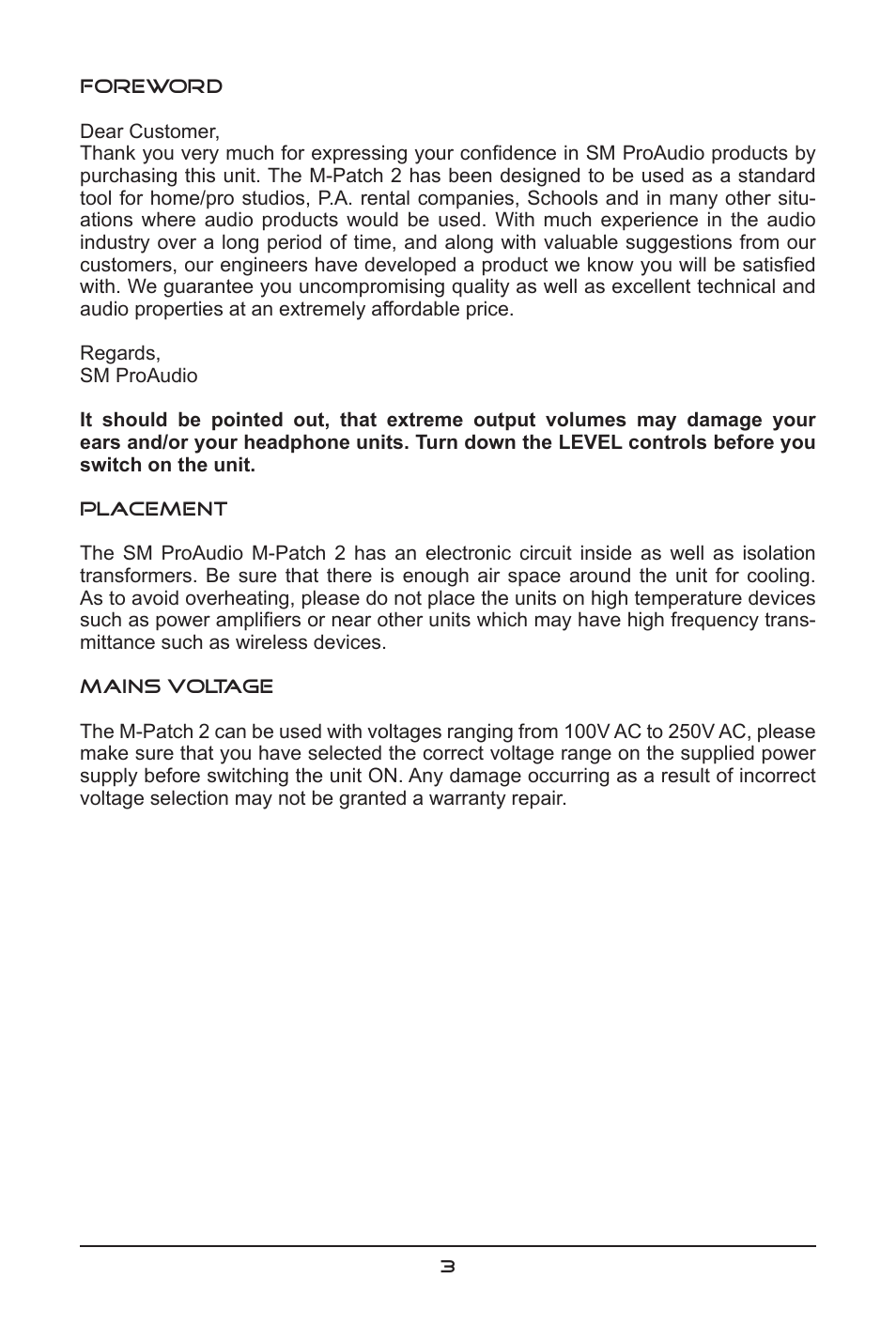 SM Pro Audio M-Patch 2: Passive Stereo Controller/Switch Box User Manual | Page 3 / 12