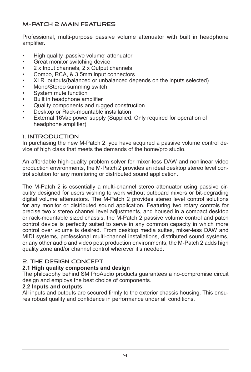 SM Pro Audio M-Patch 2: Passive Stereo Controller/Switch Box User Manual | Page 4 / 12