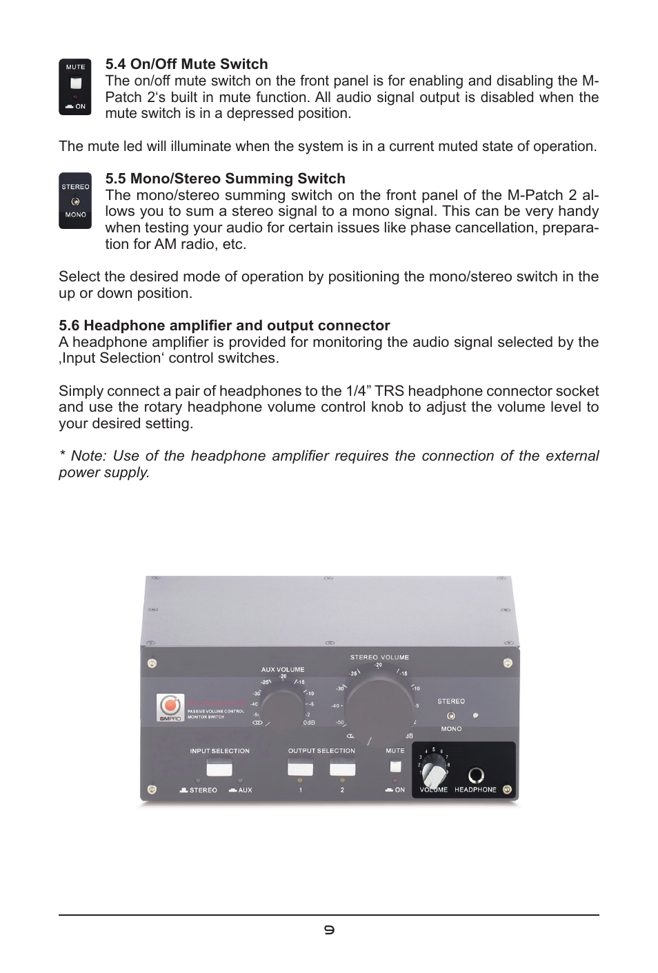 SM Pro Audio M-Patch 2: Passive Stereo Controller/Switch Box User Manual | Page 9 / 12