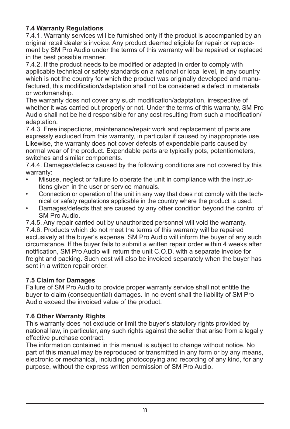SM Pro Audio M-Patch 2.1: Passive Monitor Controller with Subwoofer Connection User Manual | Page 11 / 12