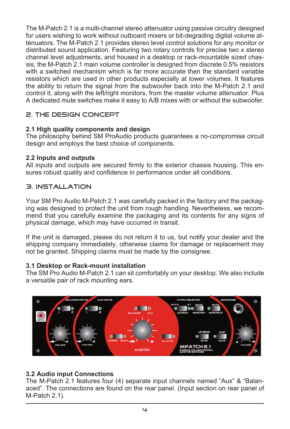 SM Pro Audio M-Patch 2.1: Passive Monitor Controller with Subwoofer Connection User Manual | Page 4 / 12