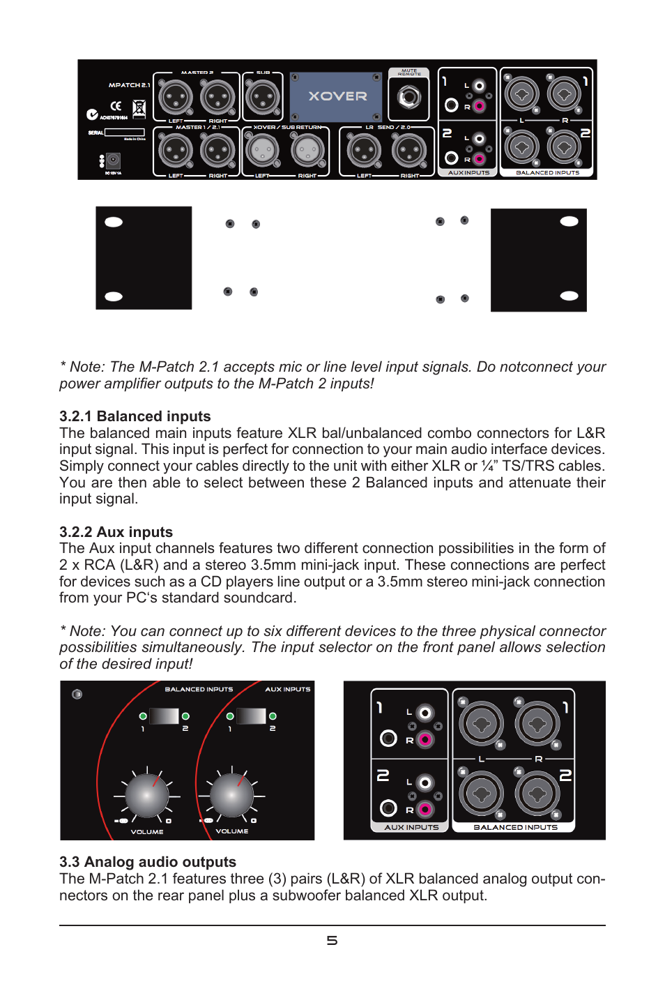 SM Pro Audio M-Patch 2.1: Passive Monitor Controller with Subwoofer Connection User Manual | Page 5 / 12