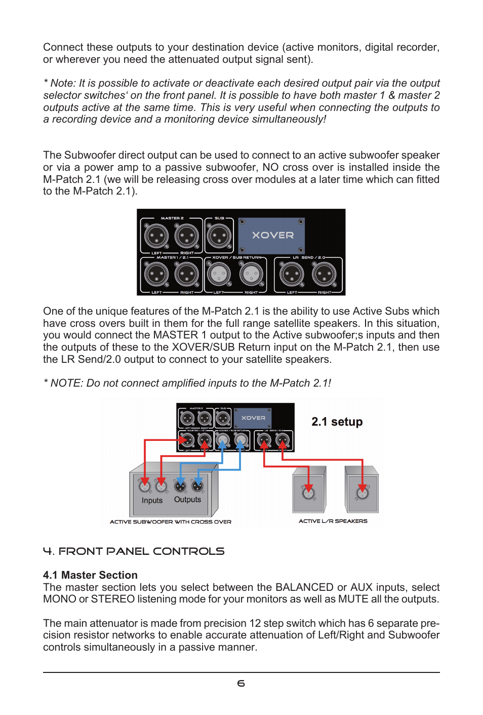 SM Pro Audio M-Patch 2.1: Passive Monitor Controller with Subwoofer Connection User Manual | Page 6 / 12