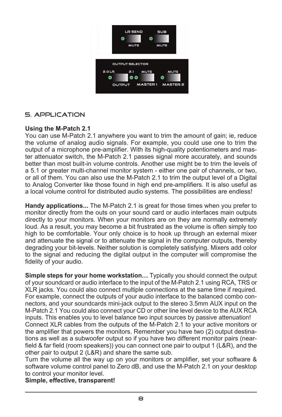 SM Pro Audio M-Patch 2.1: Passive Monitor Controller with Subwoofer Connection User Manual | Page 8 / 12
