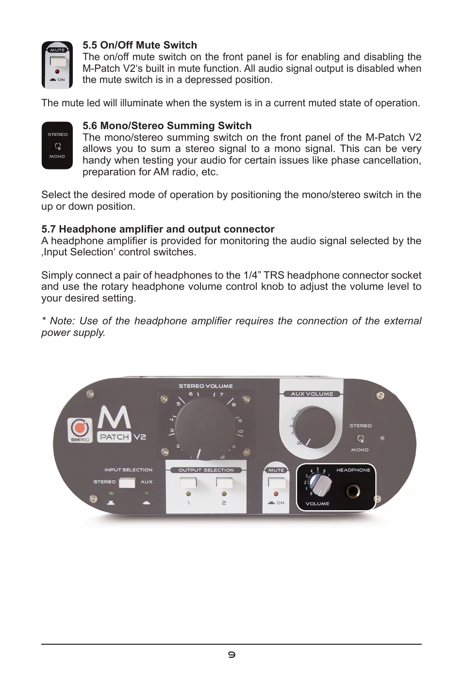 SM Pro Audio M-Patch V2: Passive Monitor Controller User Manual | Page 9 / 12