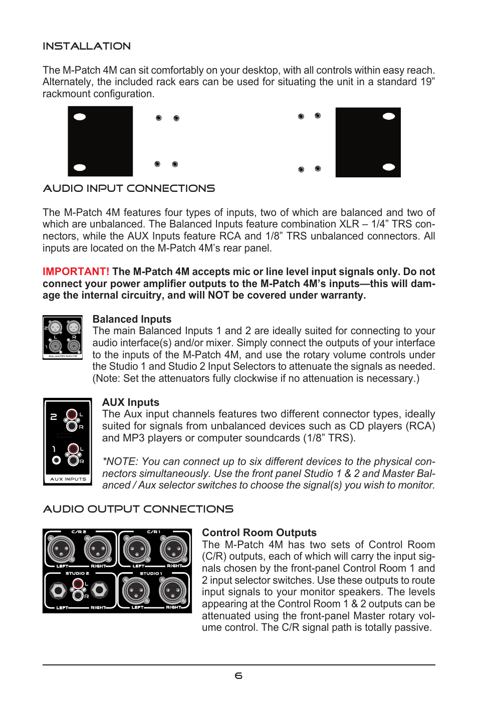 SM Pro Audio M-Patch 4M: Passive Controller/Switcher with Talkback User Manual | Page 6 / 10