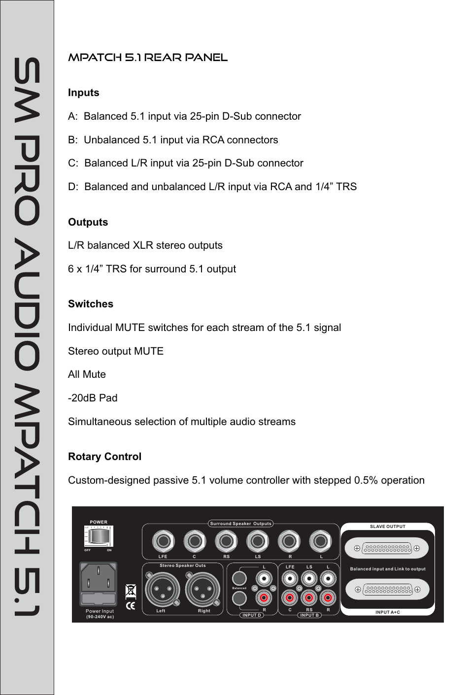 Sm pro audio mp a tch 5.1, Mpatch 5.1 overview | SM Pro Audio M-Patch 5.1: Passive Surround Monitor Controller User Manual | Page 5 / 14