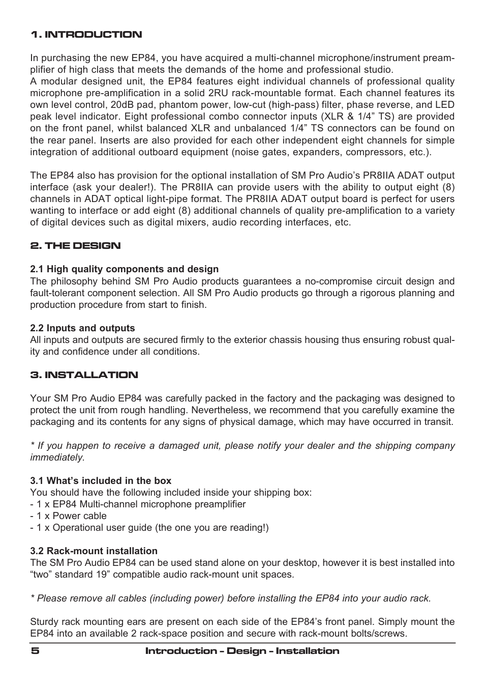 SM Pro Audio EP84: 8 channel microphone preamp User Manual | Page 5 / 12