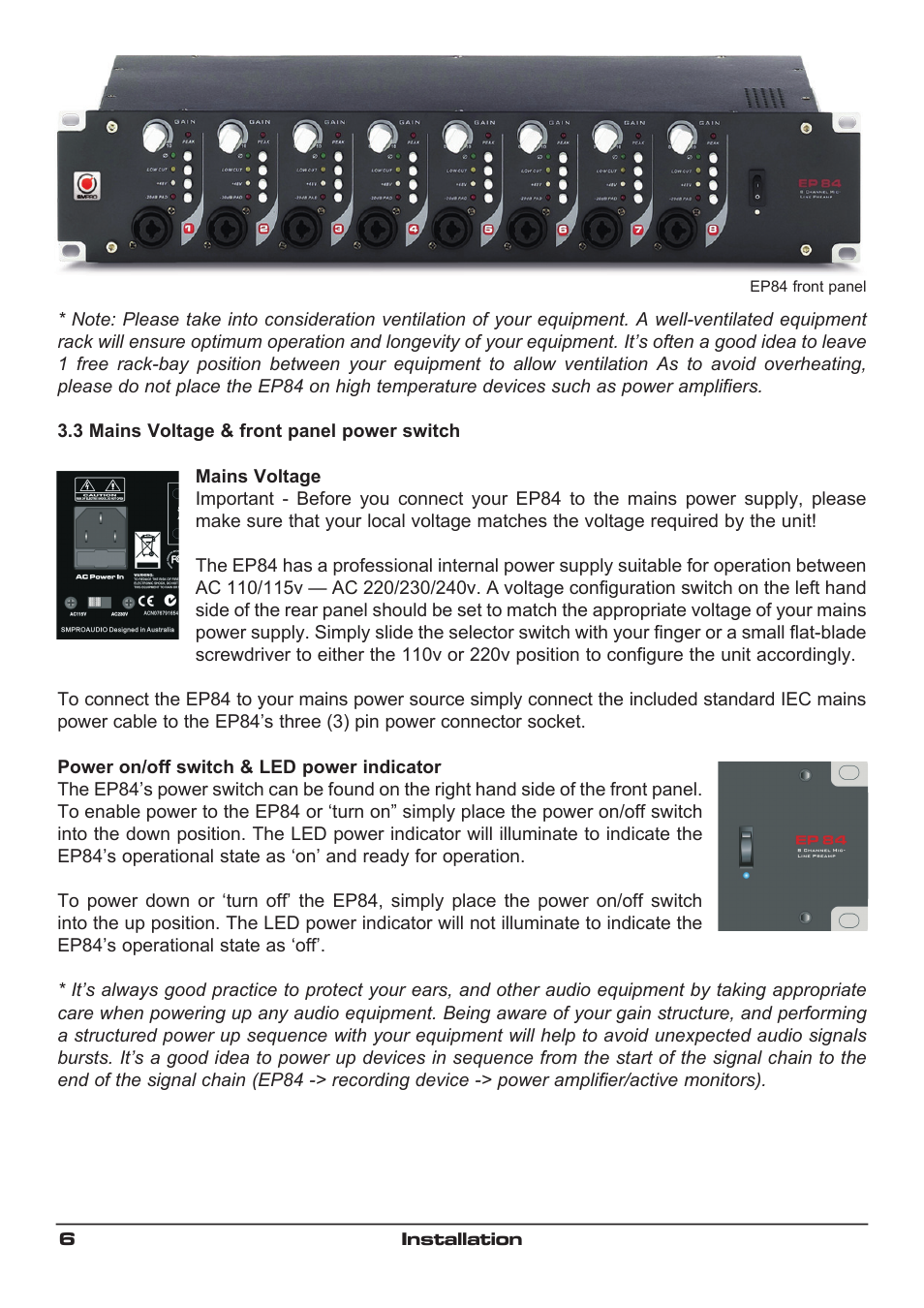 SM Pro Audio EP84: 8 channel microphone preamp User Manual | Page 6 / 12