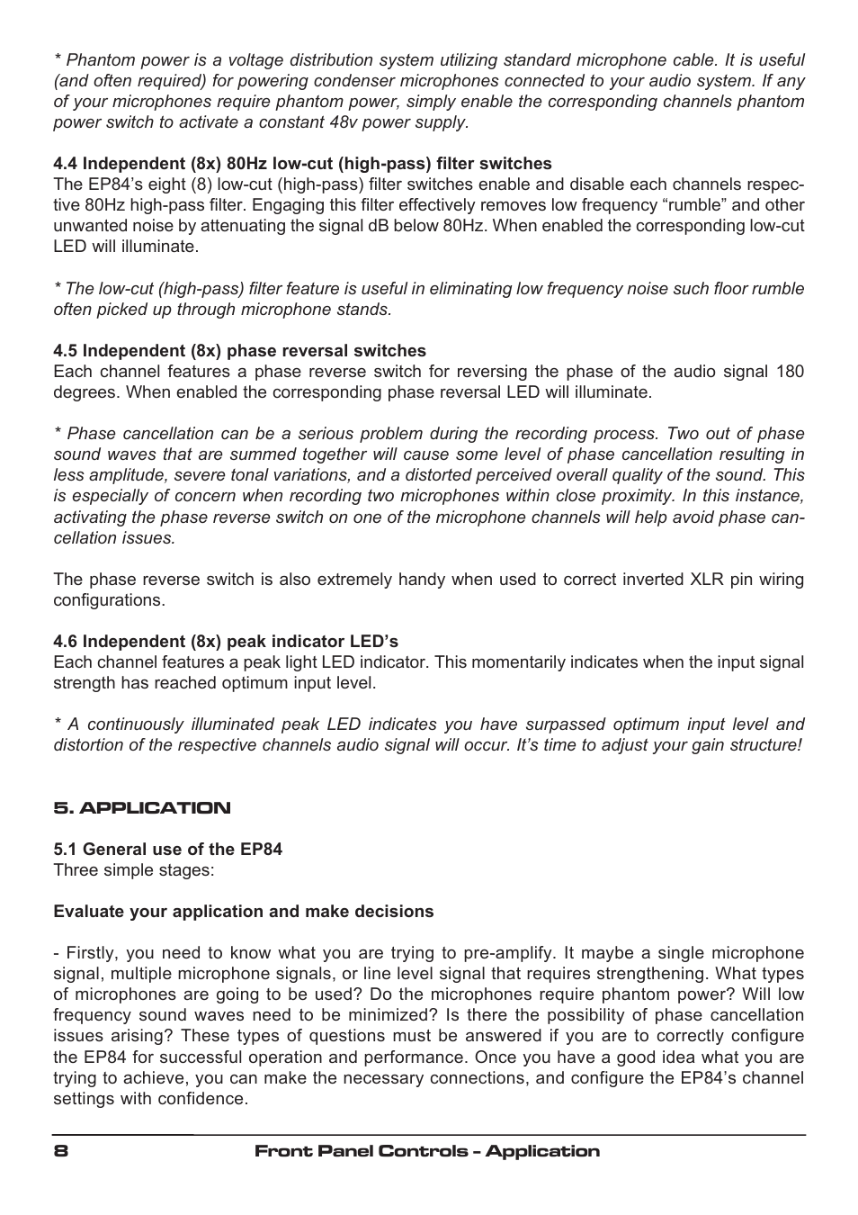 SM Pro Audio EP84: 8 channel microphone preamp User Manual | Page 8 / 12