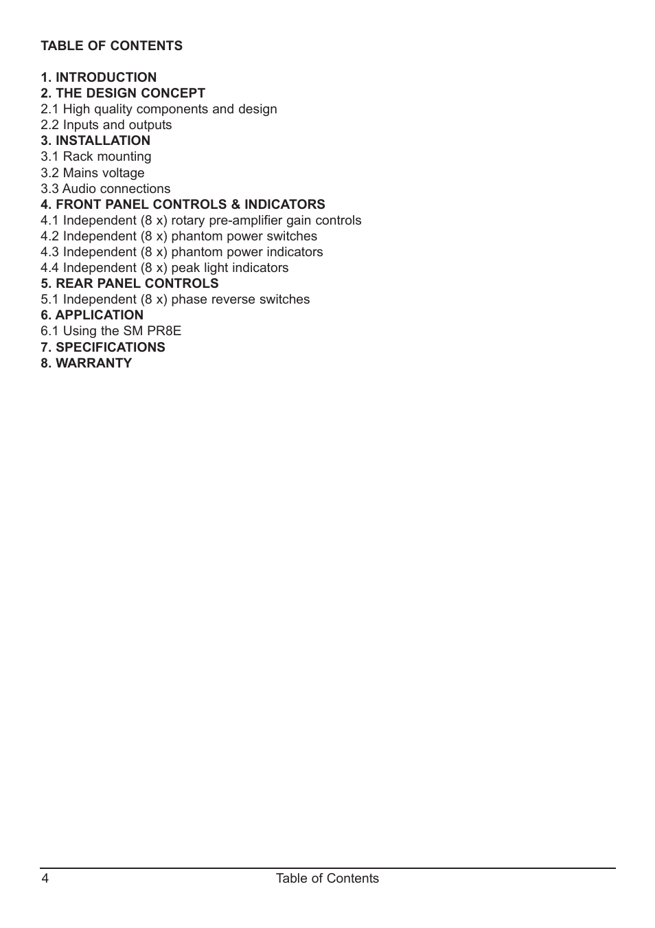 SM Pro Audio PR8E: 8 channel microphone preamp User Manual | Page 4 / 12