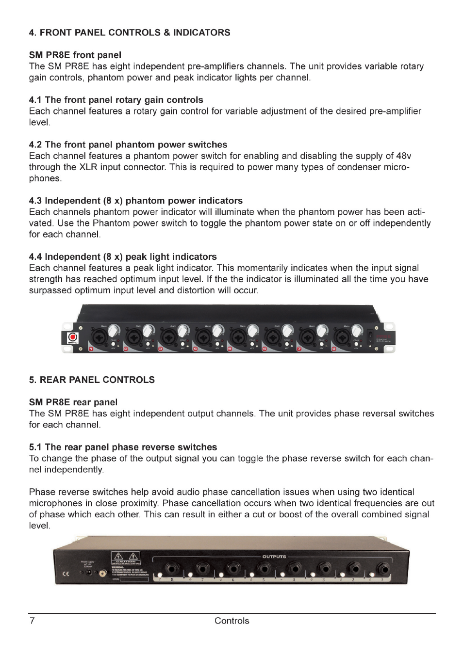 SM Pro Audio PR8E: 8 channel microphone preamp User Manual | Page 7 / 12