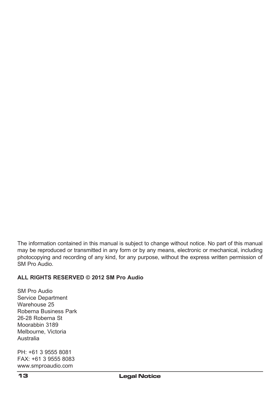 SM Pro Audio TC02: Dual channel microphone preamp User Manual | Page 13 / 13