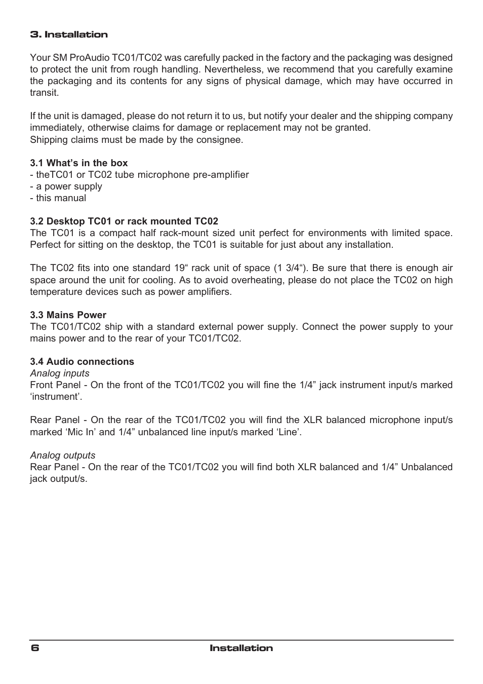 SM Pro Audio TC02: Dual channel microphone preamp User Manual | Page 6 / 13