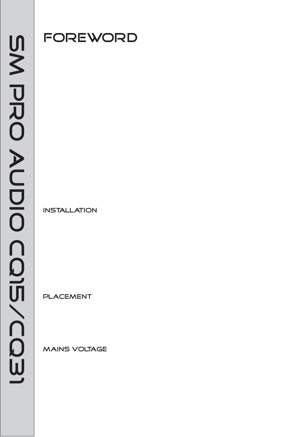 Sm pro audio cq15/cq31, Foreword | SM Pro Audio CQ31: 31-Band Graphic EQ/Compressor User Manual | Page 3 / 12