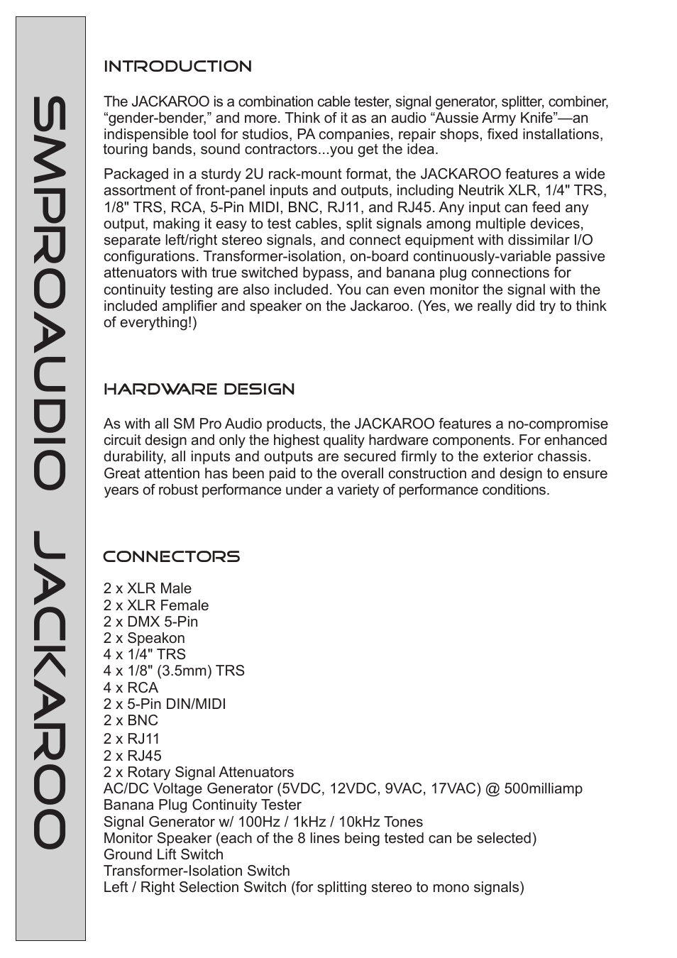 Smproaudio jackaroo | SM Pro Audio Jackaroo: The-Test-Everything-Unit User Manual | Page 4 / 14