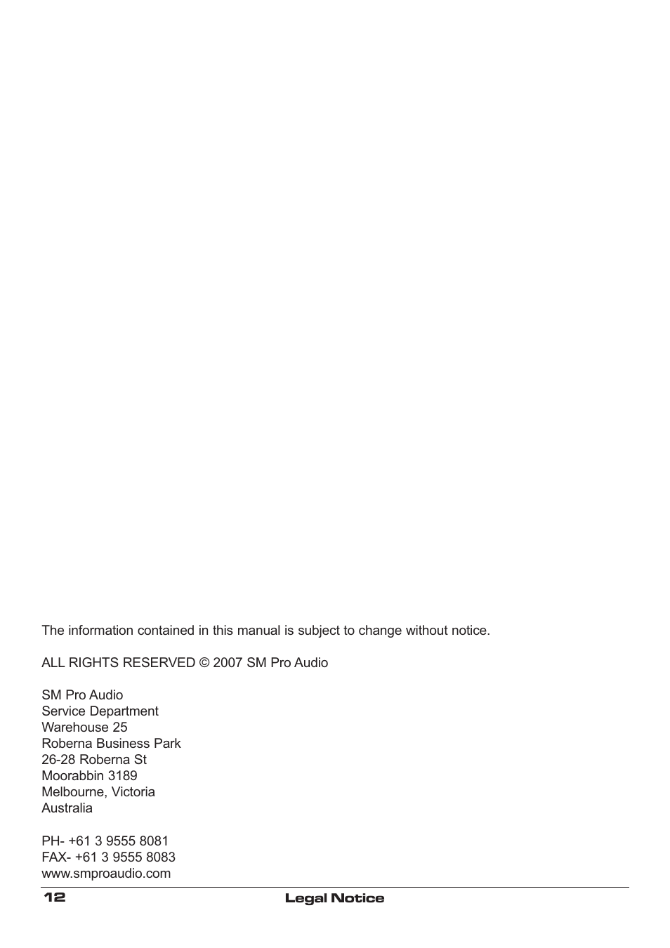 SM Pro Audio OC8E: 8 channel optical Compressor User Manual | Page 12 / 12