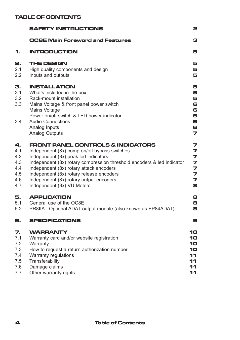 SM Pro Audio OC8E: 8 channel optical Compressor User Manual | Page 4 / 12