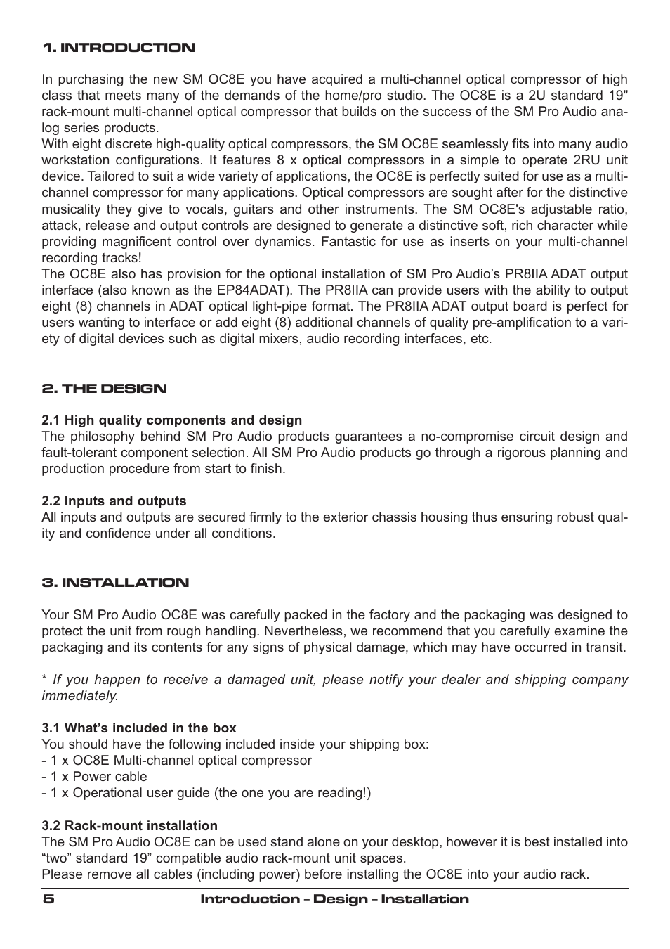 SM Pro Audio OC8E: 8 channel optical Compressor User Manual | Page 5 / 12