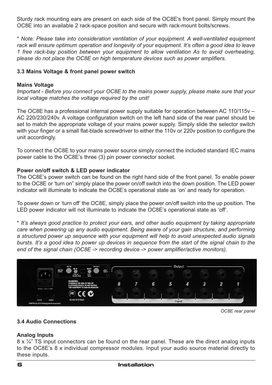 SM Pro Audio OC8E: 8 channel optical Compressor User Manual | Page 6 / 12