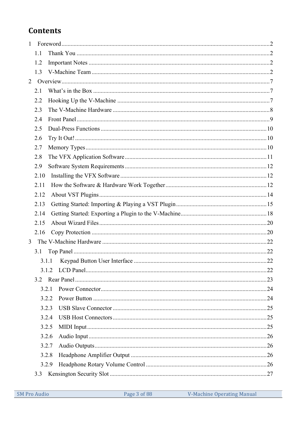 SM Pro Audio V-Machines User Manual | Page 3 / 88