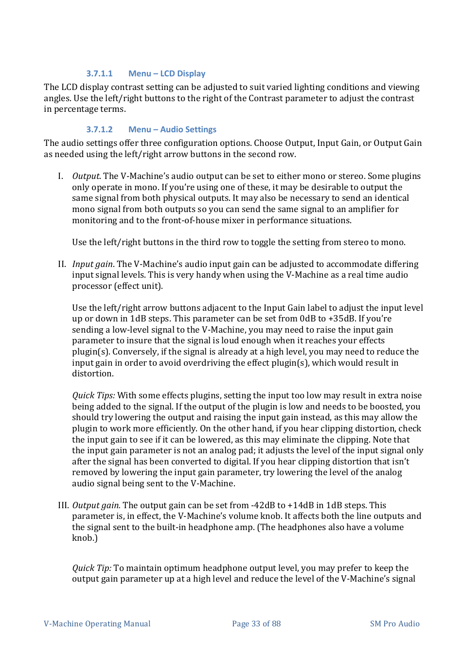 SM Pro Audio V-Machines User Manual | Page 33 / 88