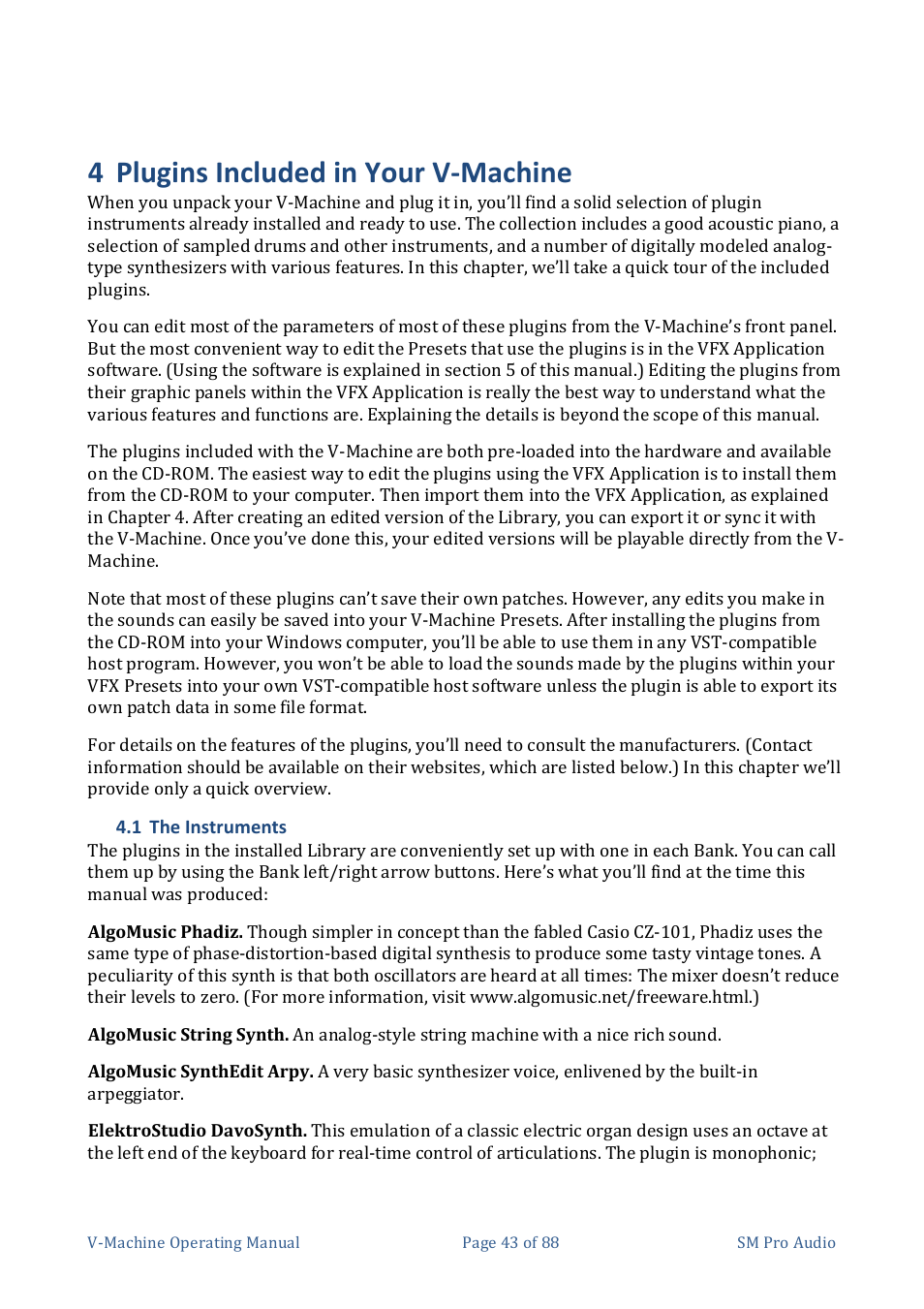 4 plugins included in your v-­‐machine | SM Pro Audio V-Machines User Manual | Page 43 / 88
